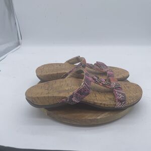 Vionic Viviana Sandals Womens 10W Pink Snake Cork Embellished Orthotic Comfort